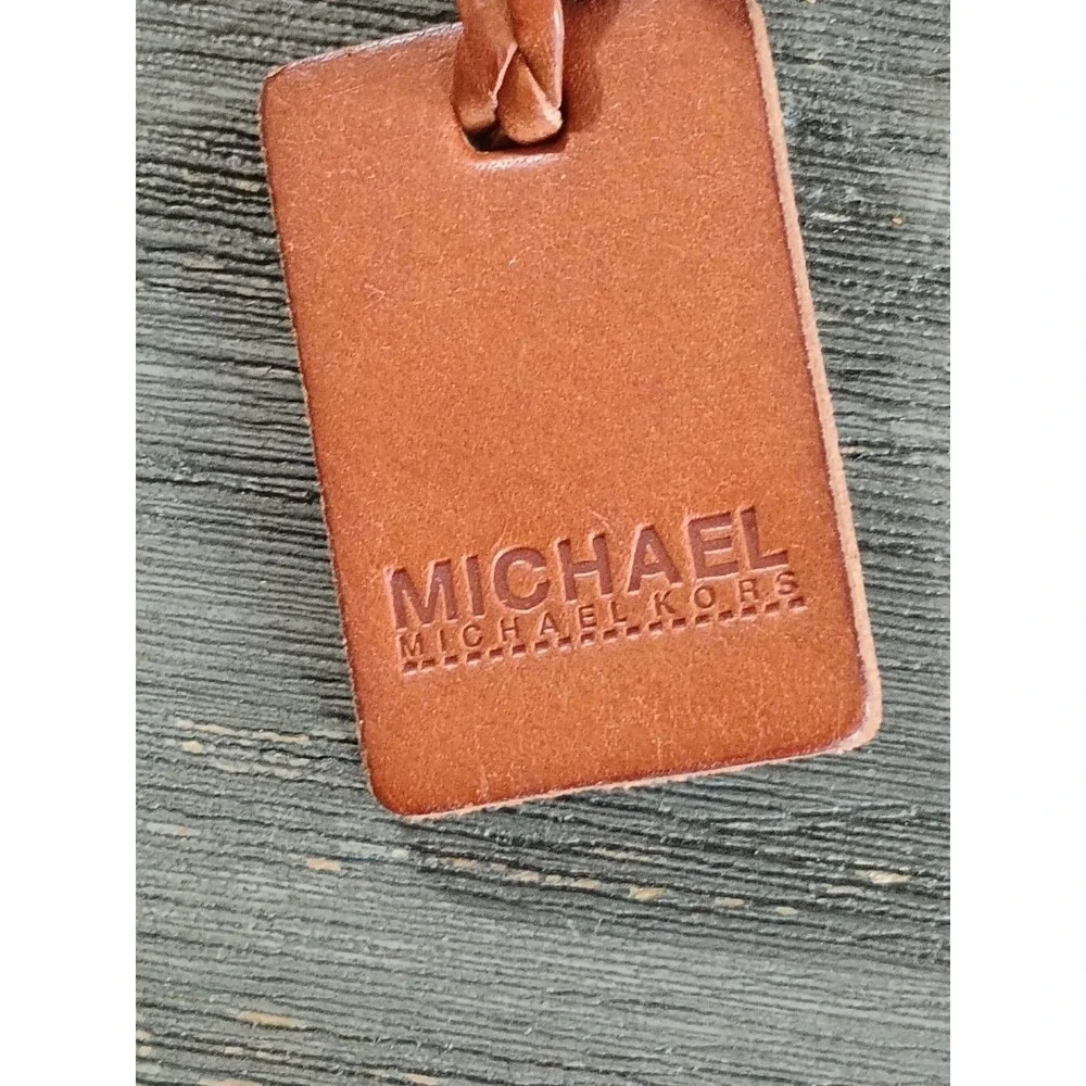 Michael Kors Cognac Brown Woven Leather Double Prong Belt Size Small